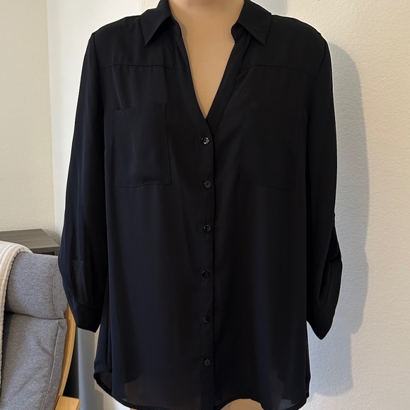 BCX Tops - BCX Roll Tab Sleeve, Button Down, Collared Blouse NWOT
